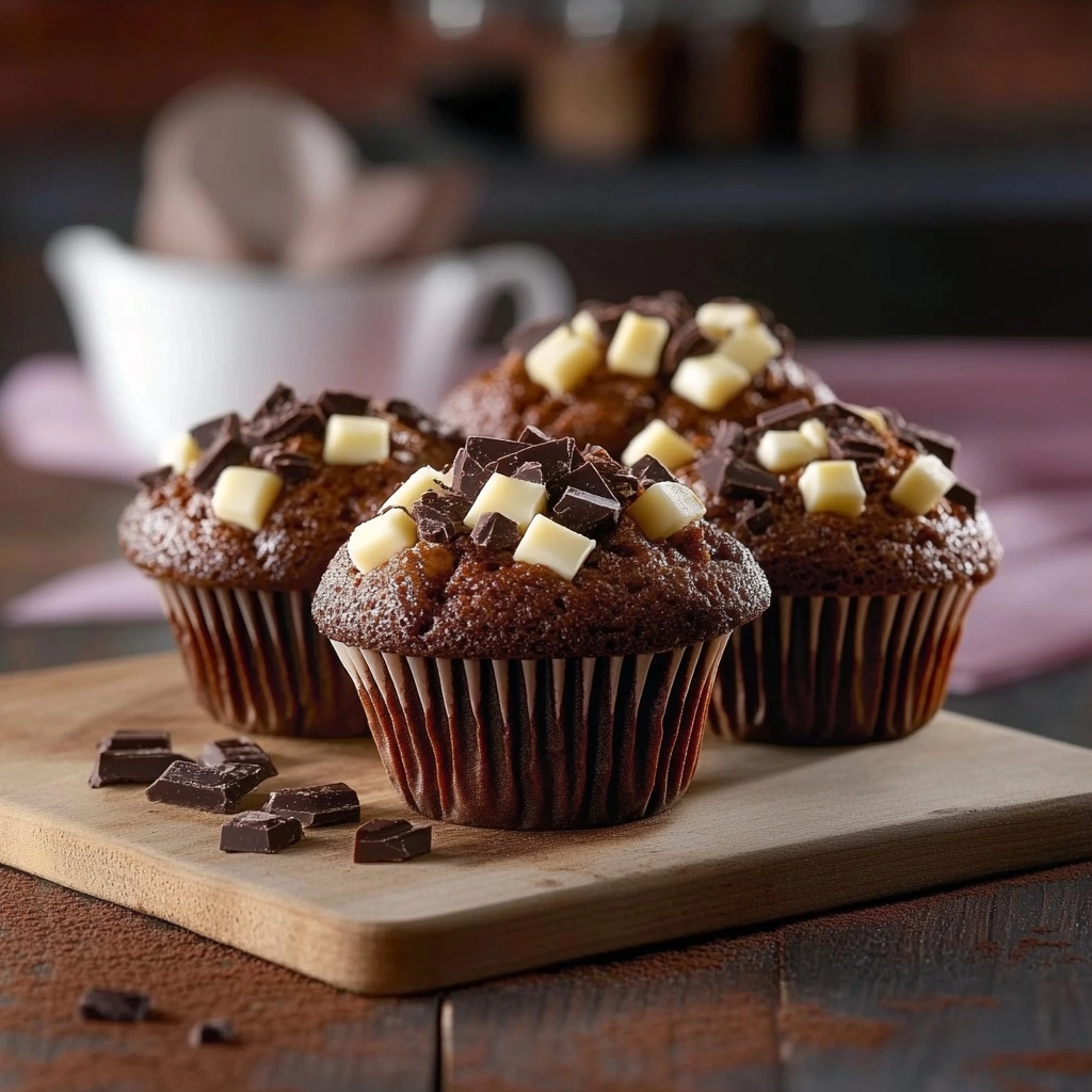 Schokoladenmuffins mit Schokostückchen Saftiges Backrezept 2 Schokoladenmuffins mit Schokostückchen Saftiges Backrezept
