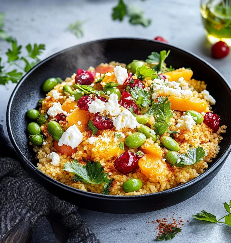 Couscous-Gemüse-Pfanne mit Feta für gesunde Wochenendgenüsse